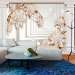 Papier peint Elégance florale avec piliers architecturaux