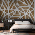Papier peint Motif blanc complexe sur bois.