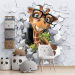 Papier peint Girafe portant des lunettes