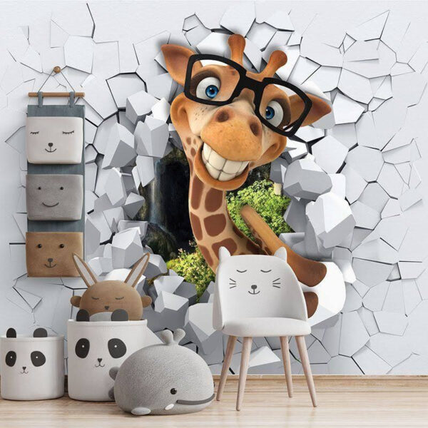 Girafe portant des lunettes Papier peint Girafe portant des lunettes