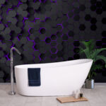 Papier peint Hexagones noirs et violets