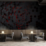 Papier peint Hexagone rouge et noir
