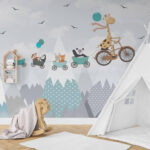 Papier peint Girafe à bicyclette