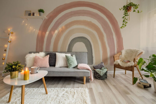Mur blanc avec peinture rose Papier peint Mur blanc avec peinture rose