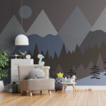 Papier peint Cercle blanc sur fond gris