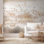 Papier peint Groupe d'oiseaux volant dans le ciel