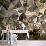 Papier peint Motif abstrait géométrique métallique.