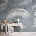 Papier peint Plumes délicates sur fond texturé