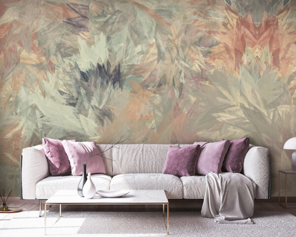 Feuilles abstraites pastel, motif complexe Papier peint Feuilles abstraites pastel, motif complexe