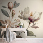 Papier peint Le magnolia s'épanouit avec une élégance gracieuse.