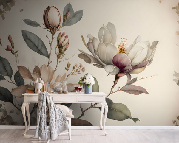 Le magnolia s'épanouit avec une élégance gracieuse Papier peint Le magnolia s'épanouit avec une élégance gracieuse