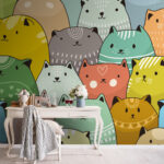 Papier peint Groupe de chats de différentes couleurs