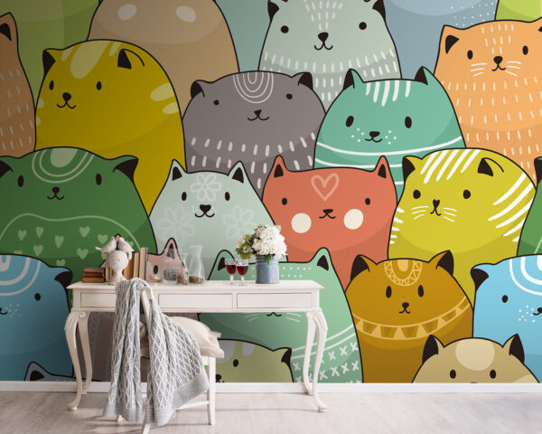Groupe de chats de différentes couleurs Papier peint Groupe de chats de différentes couleurs