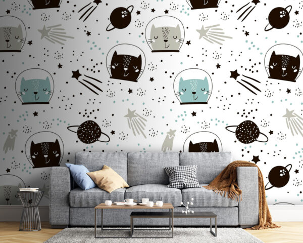 Motif de chats dans l'espace Papier peint Motif de chats dans l'espace