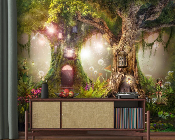 Maison enchantée dans une forêt magique Papier peint Maison enchantée dans une forêt magique
