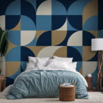 Papier peint Motif géométrique dans les tons bleus