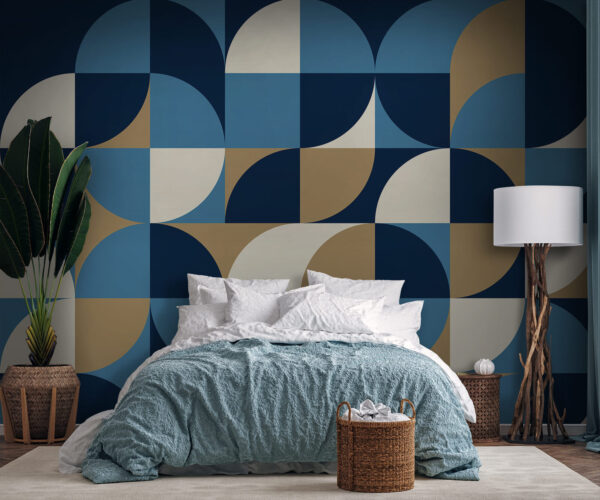 Motif géométrique dans les tons bleus Papier peint Motif géométrique dans les tons bleus
