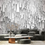 Papier peint Formes rectangulaires blanches sur un mur