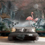 Papier peint Flamants dans un paradis tropical serein