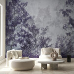 Papier peint Groupe d'arbres aux feuilles violettes