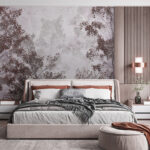 Papier peint Groupe d'arbres aux feuilles rouges