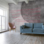 Papier peint Fond noir et blanc avec des lignes rouges