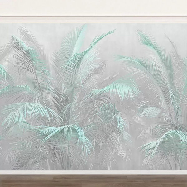 Feuilles de palmier pastel dans une douce brume Papier peint Feuilles de palmier pastel dans une douce brume