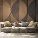 Papier peint Panneaux en bois avec motifs de vagues