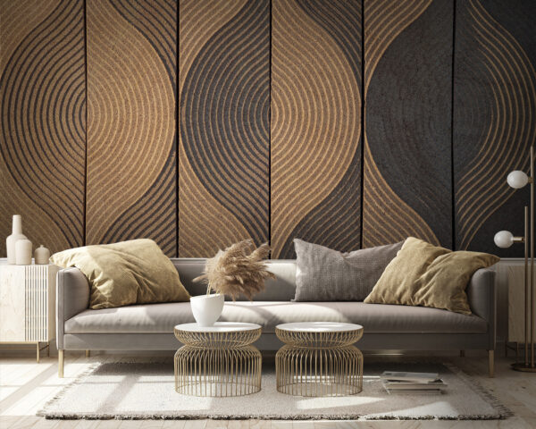 Panneaux en bois avec motifs de vagues Papier peint Panneaux en bois avec motifs de vagues
