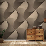 Papier peint Motif géométrique avec des formes courbes.
