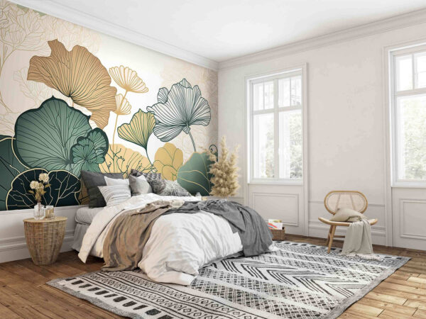 Feuilles élégantes au design artistique Papier peint Feuilles élégantes au design artistique