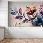 Papier peint Feuilles vibrantes avec des éclats artistiques.