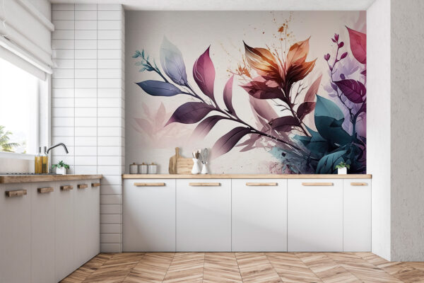 Papier peint Feuilles vibrantes avec des éclats artistiques (UGS : u75440) Papier peint Papier peint Feuilles vibrantes avec des éclats artistiques (UGS : u75440)