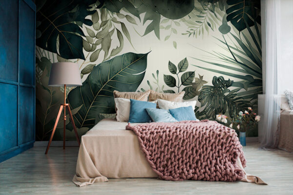 Motif de feuillage vert luxuriant de la jungle Papier peint Motif de feuillage vert luxuriant de la jungle