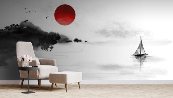 Cercle rouge sur fond blanc Papier peint Cercle rouge sur fond blanc
