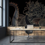 Papier peint Un dragon mystique s'élève dans une obscurité inquiétante