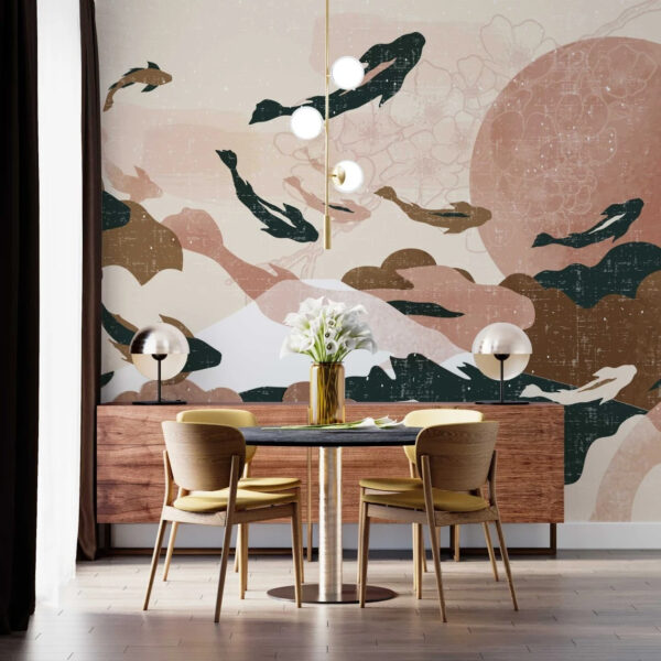 Peinture de poissons dans le ciel Papier peint Peinture de poissons dans le ciel