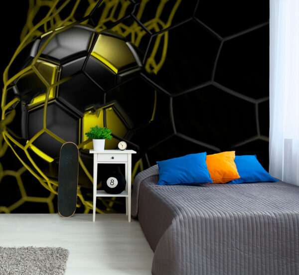 Ballon de football dans un filet Papier peint Ballon de football dans un filet