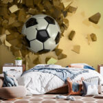 Papier peint Ballon de football noir et blanc