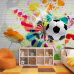 Papier peint Ballon de football noir et blanc