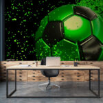 Papier peint Hexagone vert et noir avec petits points