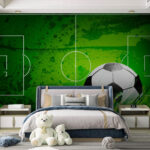 Papier peint Ballon de football sur un terrain vert