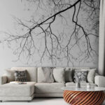 Papier peint Les branches dénudées créent des motifs complexes.