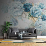 Papier peint Fleurs pastel dans un arrangement artistique.