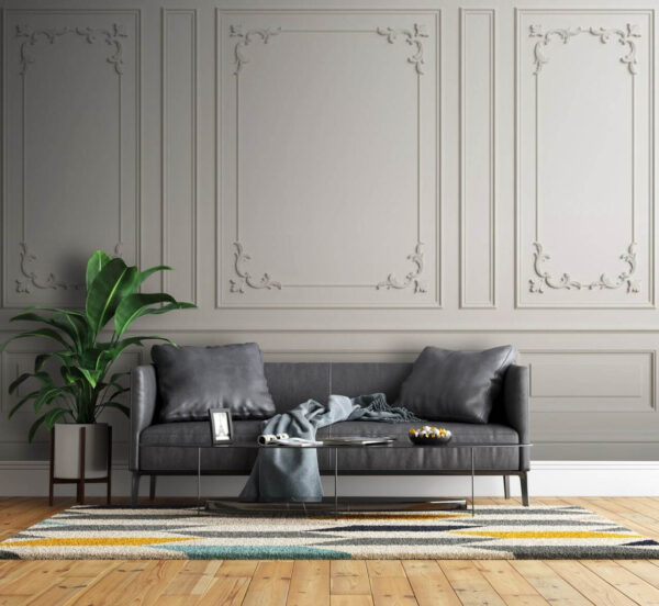 Mur blanc avec moulures Papier peint Mur blanc avec moulures