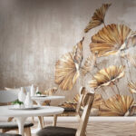 Papier peint Peinture de feuilles sur un mur