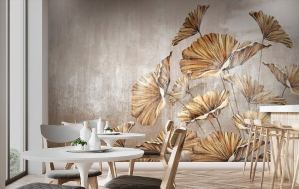 Peinture de feuilles sur un mur Papier peint Peinture de feuilles sur un mur