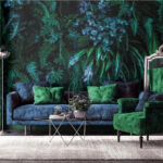 Papier peint Feuillage vert luxuriant, texture vibrante.