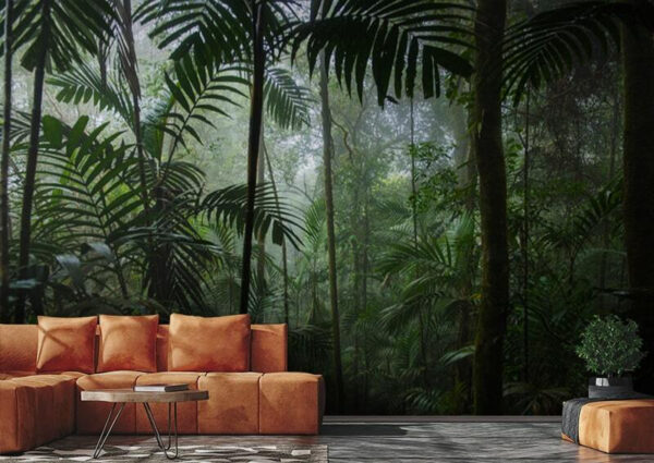 Papier peint Papier peint Jungle dense et atmosphère brumeuse. (UGS : u72344)