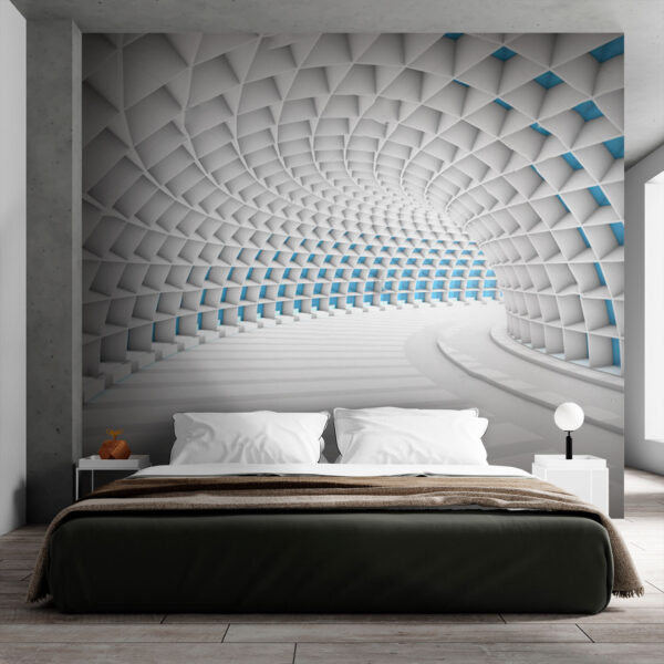 Papier peint Tunnel blanc à carrés bleus (UGS : u72280) Papier peint Papier peint Tunnel blanc à carrés bleus (UGS : u72280)